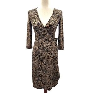 Abstract Print‎ V-Neck Wrap Dress Elegant Career Wear